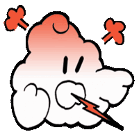 a cartoon drawing of a cloud with a lightning bolt coming out of it 's mouth