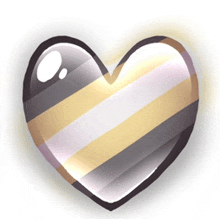 a heart with a black white and gold striped pattern