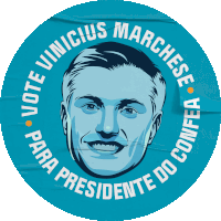 a blue sticker with a man 's face and the words vote unicus marchese