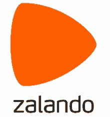 a logo for zalando with an orange triangle on a white background