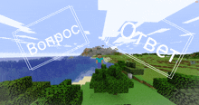 a screenshot of a minecraft game with the words " вопрос " and " ответ "