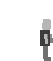 a pixel art drawing of a man standing in front of a white background .