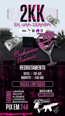 a pink and black poster for bahama mamas west