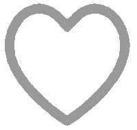 a gray heart with a white outline on a white background