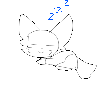 a black and white drawing of a cat sleeping with the letters nn above it