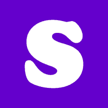 a purple background with a white letter s on it