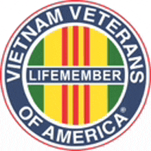 a vietnam veterans of america lifemember logo with a flag in the middle .