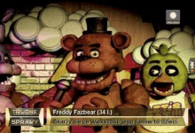 freddy fazbear and chica from five nights at freddy 's are standing next to each other .