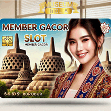 a woman is smiling on a card that says member gacor slot member gacor