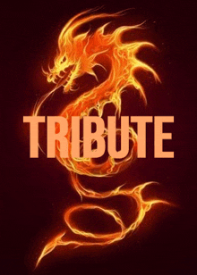 a picture of a fire dragon with the word tribute below it