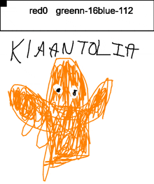 a child 's drawing of a ghost with the name kiantolia on the bottom