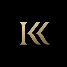 a gold letter k on a black background