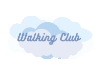 a logo for the walking club with a blue cloud in the background