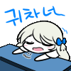 a cartoon of a girl laying on a blue blanket with her eyes closed .