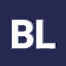 the letter bl is written in white on a dark blue background .