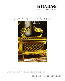 an advertisement for pawnbrokers with a picture of the ark of the covenant on it