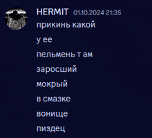 a screenshot of a message from hermit on october 1st