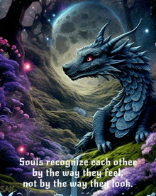 a painting of a dragon with a quote about souls