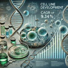 a poster for cell line development shows a cagr of 9.34% on a graph