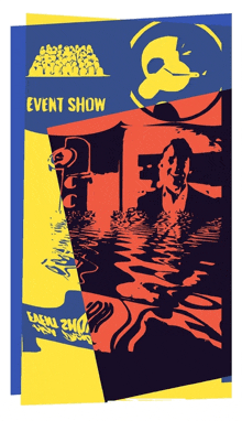 a poster for an event show shows a man in a flooded room