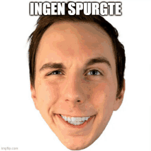 a picture of a man 's face with the caption ingen spurgte on it