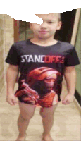 a boy wearing a shirt that says standoff 2 on it