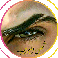 a close up of a woman 's eye with arabic writing on the bottom