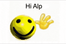 a yellow smiley face with the words hi alp on the bottom