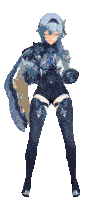 a pixel art of a woman holding a gun in her hand