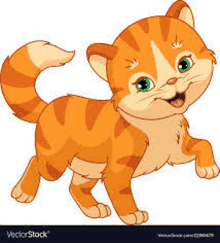 a cartoon illustration of a kitten with green eyes .