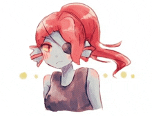 a drawing of a girl with red hair and a ponytail