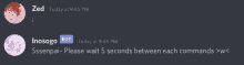 a screenshot of a discord conversation between zed and inosoga