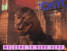 a picture of a monster with the words welcome to nerd herd on the bottom