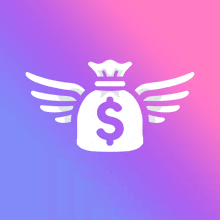 a money bag with wings and a dollar sign on it