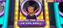 a screenshot of a video game that says top of the zone on it