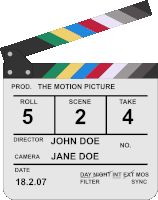 a clapper board that says the motion picture roll 5 scene 2 take 4