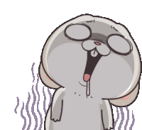 a cartoon rabbit with its mouth open and glasses on