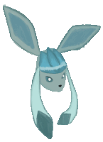 a drawing of a blue rabbit with a white nose