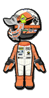 a cartoon character with a helmet on his head and a racing suit .