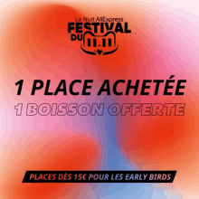 an advertisement for la nuit aliexpress festival du 11.11 in french