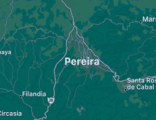 a map shows the location of pereira and the surrounding areas