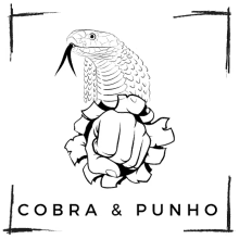 a black and white logo for cobra & punho with a snake on top of a fist