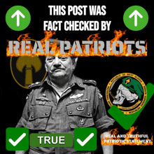 a poster that says this post was fact checked by realpatriots