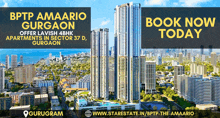 an advertisement for bptp amaario gurgaon offers lavish 4bhk apartments in sector 37