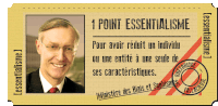 a ticket with a picture of a man and the words 1 point essentialisme