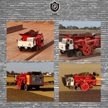 a collage of four pictures of trucks with snpl written on the bottom left