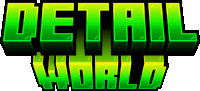 the logo for detail world is green and black