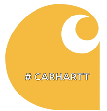 a yellow carhartt logo with the hashtag #carhartt