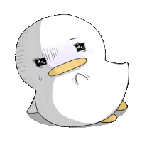 a drawing of a white duck with black eyes