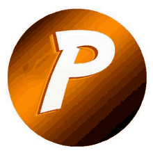 the letter p is in an orange circle with a lightning bolt .